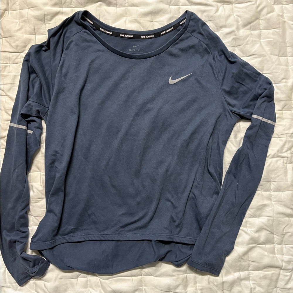 Nike Blue Gray Long Sleeve Relaxed Tee